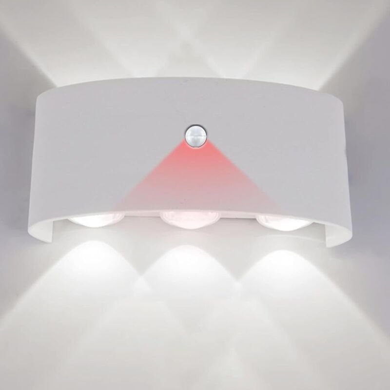Weiße LED-Wandleuchte für den Außenbereich mit Bewegungsmelder, 8 W, IP65 wasserdicht, moderne Aluminium-Wandleuchte mit...