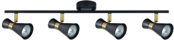 Fabrilamp - akunadecor Badezimmer-Lichtleiste De 4 Lichter Modell Maximo Schwarz-Leder