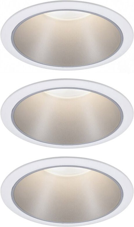 Paulmann 93410 Cole Coin Einbauleuchte 3er Set LED 6 W Weiß, Silber