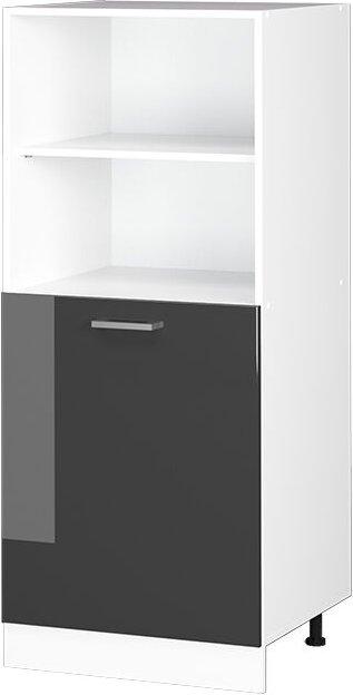 Vicco - Hochschrank R-Line, Anthrazit Hochglanz, 60 cm mit offenen Regalen, und Tür