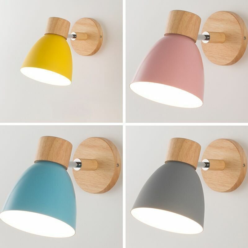 Nordic Metall Eisen Macaron Schlafzimmer Nachttischlampe Moderne einfache-rosa Kinderwandlampe - XVX