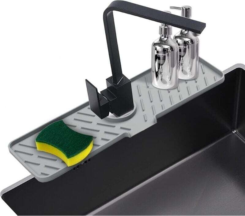 Protège Robinet Silicone Anti Éclaboussures 45x15 cm Tapis Collecteur Eau Cuisine Salle de Bain