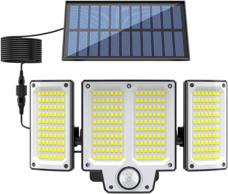 Dreifach-Solarwandleuchte mit Bewegungsmelder, LED-Außenbeleuchtung, verstellbaren Winkeln und IP65-Wasserschutz für Hof...