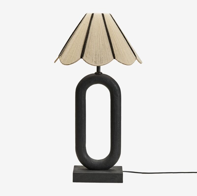 Thumbnail - Sklum - Tiberia Tischlampe aus Mangoholz Schlichtes Schwarz