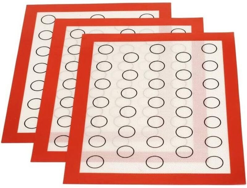 Silikon-Backmatten-Set, 3-teilig, wiederverwendbar, antihaftbeschichtet, für Gebäck, Teigkneten, Ofenmatten für Macarons...