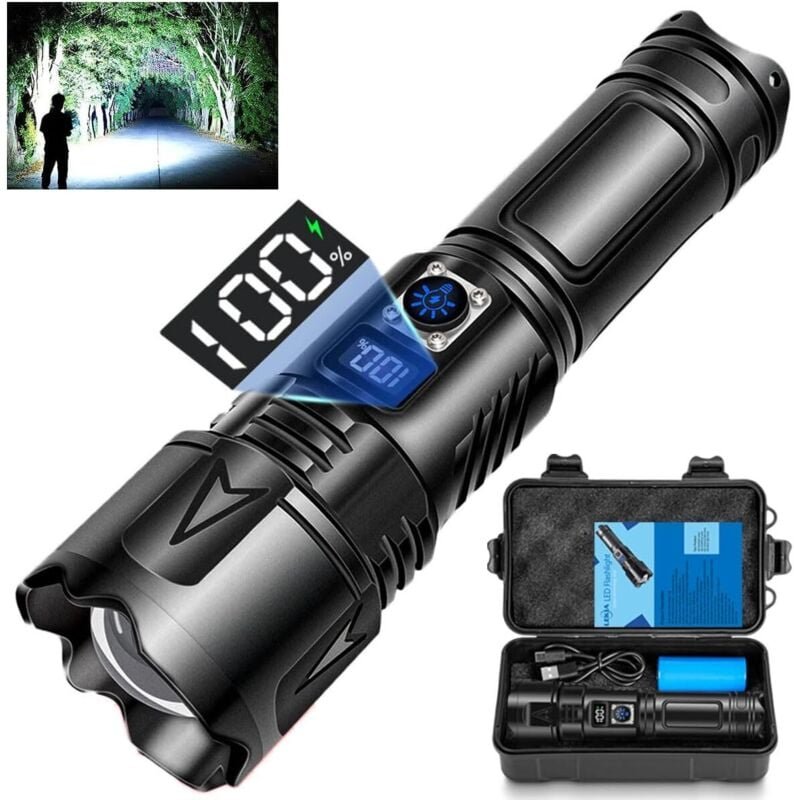 Tigrezy - Taschenlampen led wiederaufladbar usb-c, superhell, batteriebetriebene leistungsstarke Taschenlampe für Notfal...
