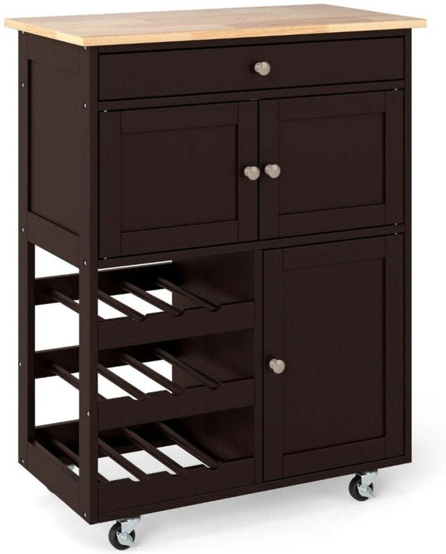 Kuchenwagen mit schublade 3 stockiges weinregal holzplatte