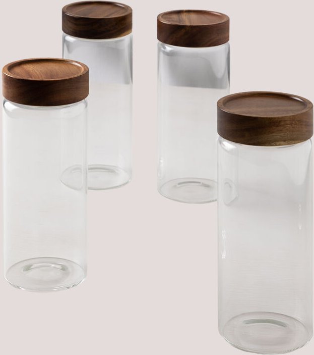 Set mit 4 Vorratsdosen aus Glasa (Ø8 cm) Weris Transparent - Sklum