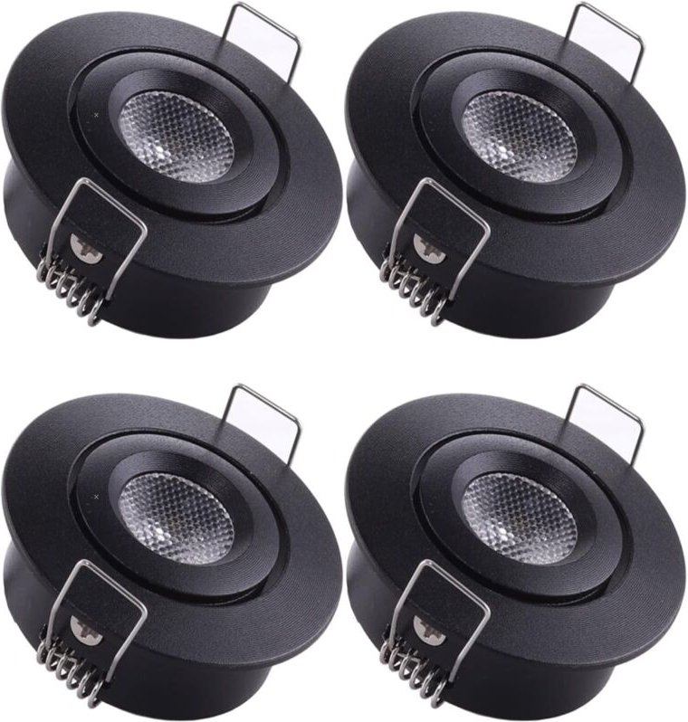 Memkey - 4 Mini-Einbaustrahler, LED-Deckeneinbaustrahler, Lampe, 1 w, Warmweiß 3000 k, für Vitrine, Decke, Küche, Schran...