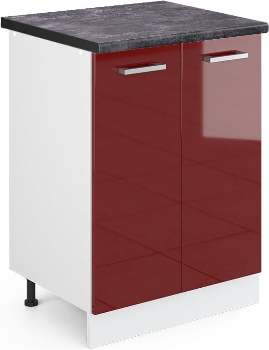 Thumbnail - Vicco - Küchenblock R-Line, Bordeaux Hochglanz, 60 cm , ap Anthrazit