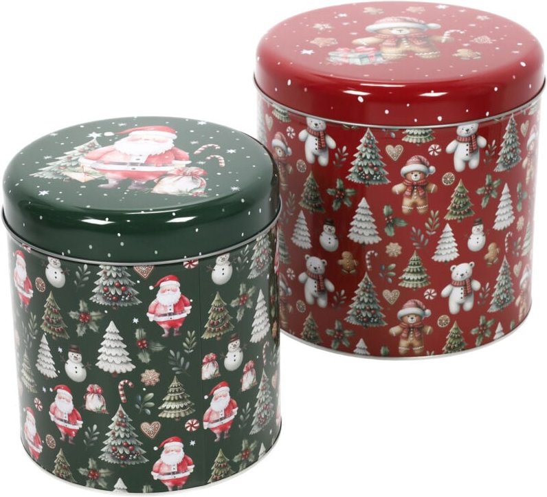 Weihnachtliches Set Metallbehälter in verschiedenen Größen, 2 Stück
