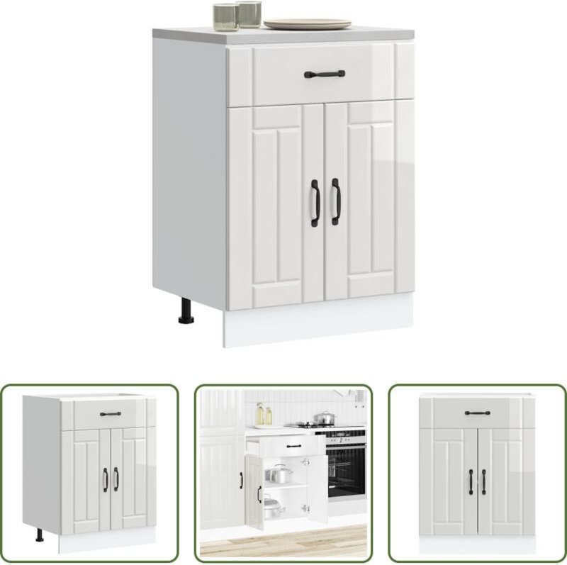 Küchenmöbel - Küchen-Unterschrank Lucca Hochglanz-Weiß Holzwerkstoff