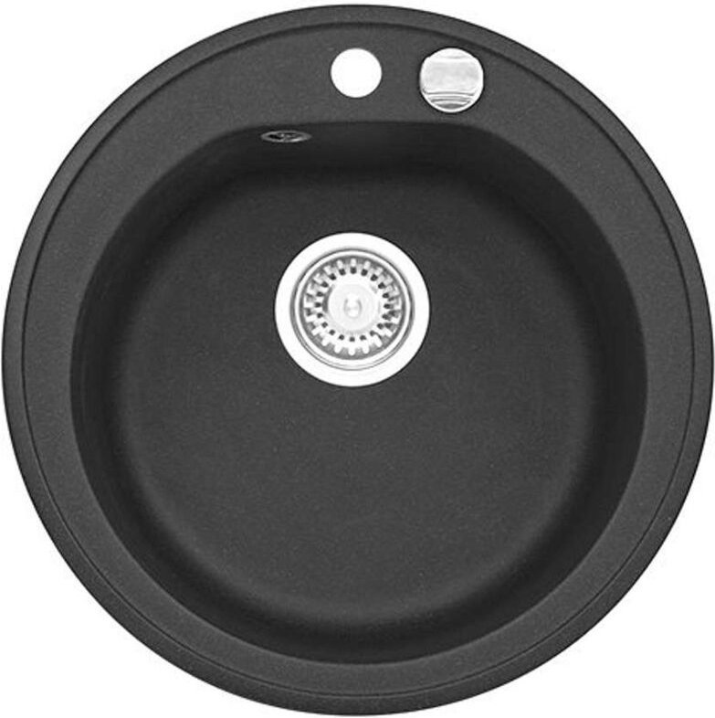 Niagara - Granit-Spüle, Durchmesser 51 cm, mit Ablaufsystembedienung, carbon 1076856 - Alveus