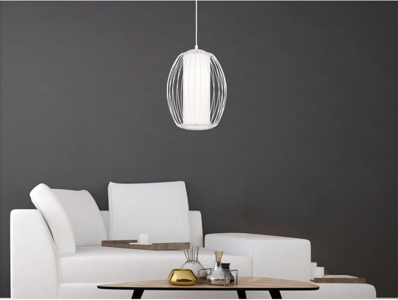 Wofi - Pendelleuchte tarim Metall Gitterschirm Weiß mit Milchglas, ø 26,5cm