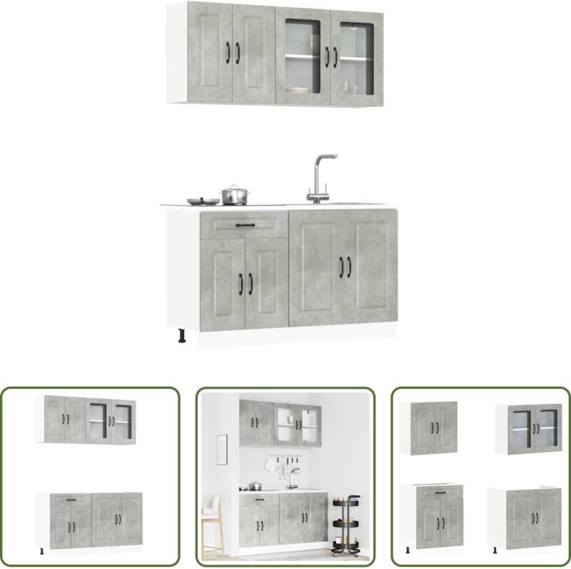 Küchenschränke - 4-tlg. Küchenschrank-Set Kalmar Betongrau Holzwerkstoff