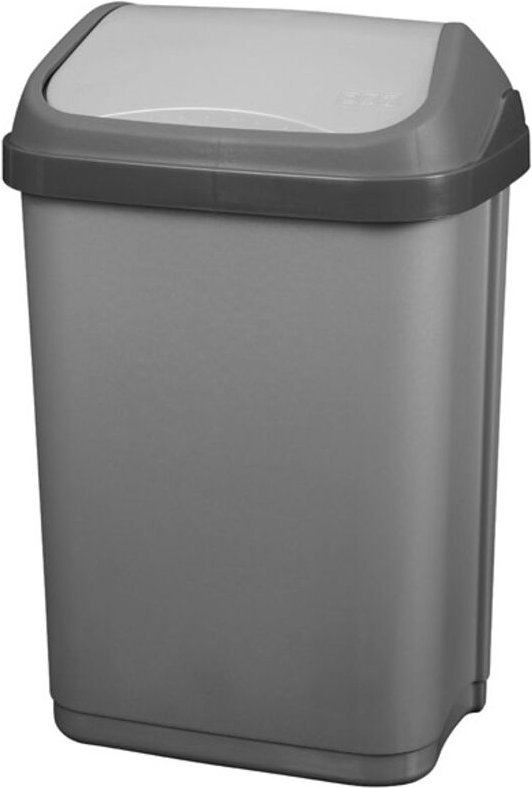 Abfalleimer mit schwenkbarem Deckel, grau, Silber, 10 l