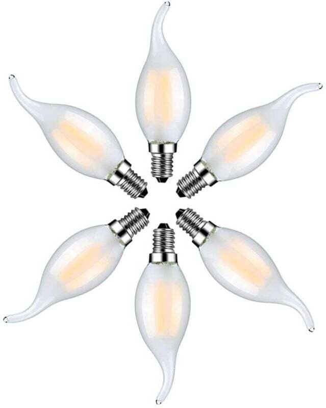6er Set led Flammenbirnen E14, 4W, Warmweiß, 2700K, Filament-Kerzenbirnen für Kronleuchter, Milchglas - Ymyny