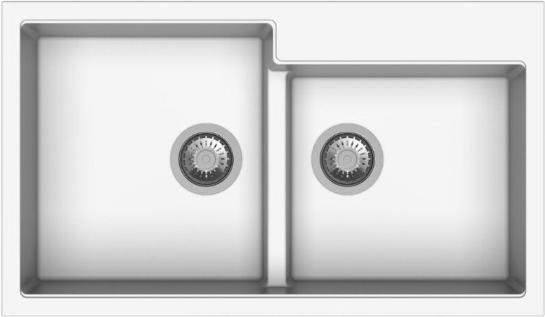 Waschbecken 86x50 cm 2 Becken weiß