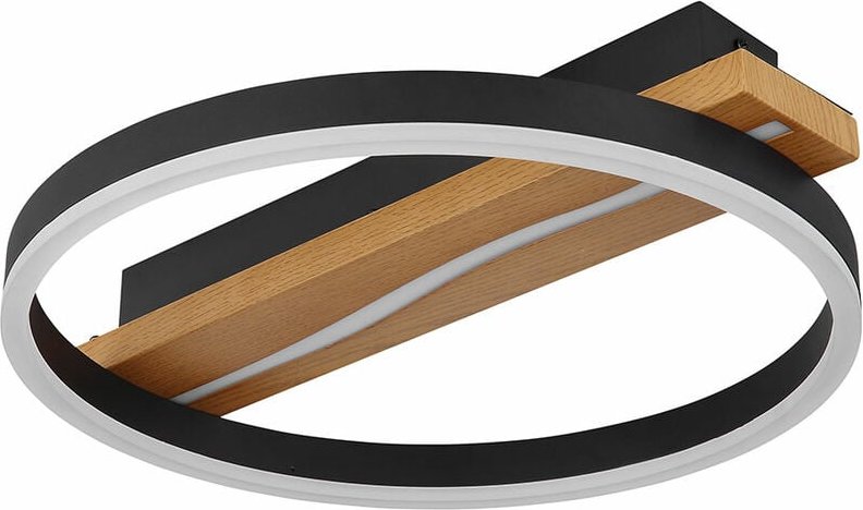 Deckenlampe schwarz Schlafzimmerlampe dimmbar Deckenleuchte modern, led Metallring Holz Fernbedienung cct, led 22W 850lm...