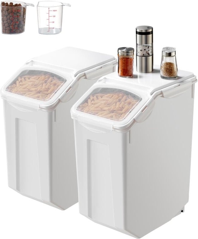 Mophorn - Reis-Vorratsbehälter, 4,5 Gallonen/20 l x 2 Fassungsvermögen, großer Hundefutterspenderbehälter, ideal zur Auf...