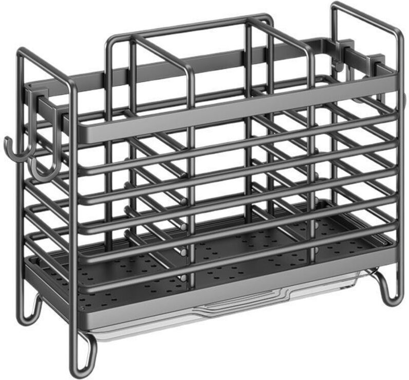 3-teiliger Besteckhalter mit Abtropffläche, Küchenutensilienkorb und Edelstahl-Abtropffläche