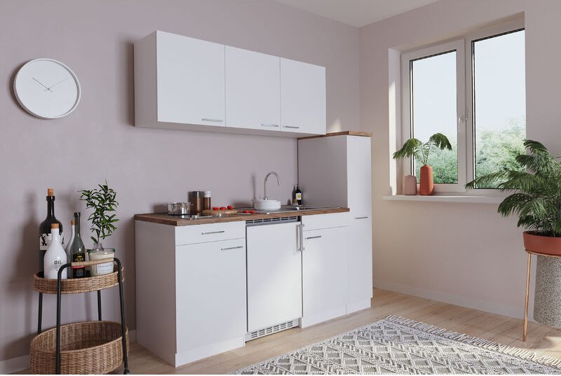 Küche Miniküche Singleküche Küchenzeile Küchenblock Weiß Luis 180 cm Respekta