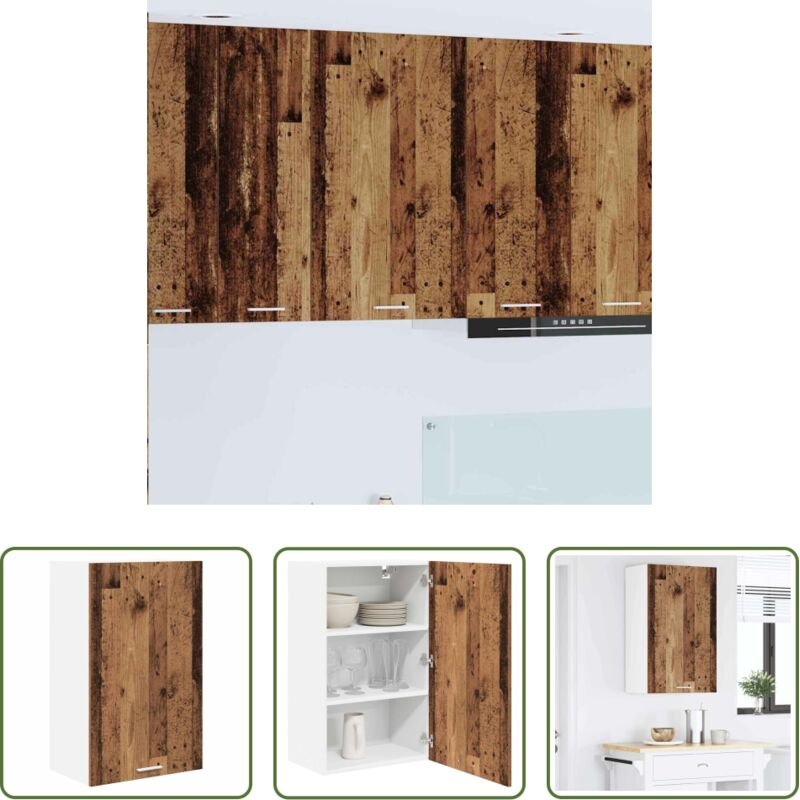 Holzwerkstoff - Hängeschrank Altes Holz und Weiß 50 x 31 x 80 cm Holzwerkstoff