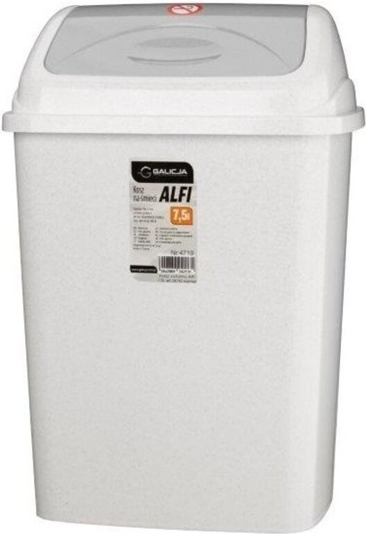 ALFI Abfalleimer mit Klappdeckel, 7,5 l, für Restmüll, hellgrau marmoriert