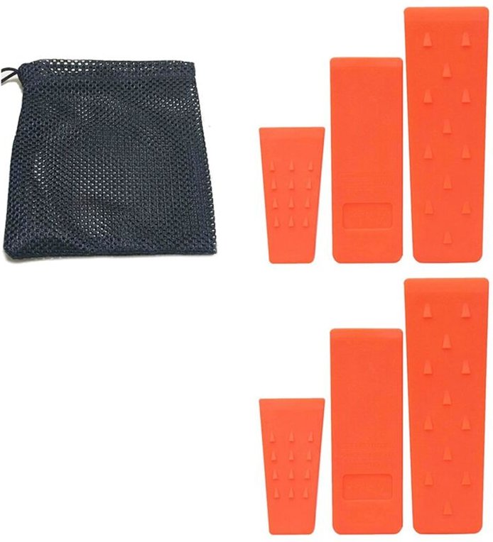6 Stück Baumfällkeile mit Spikes für sicheres Schneiden - je 2 à 10 Zoll, 8 Zoll und Aufbewahrungstasche
