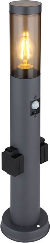 Wegeleuchte boston mit Bewegungsmelder & Steckdosen in Anthrazit & Rauch, h 60cm