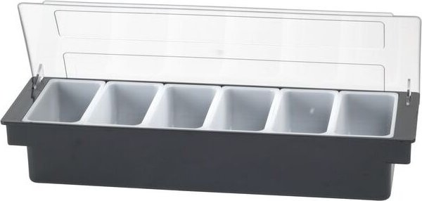 APS Zutatenbehälter Kunststoff schwarz, 6 Fächer, Höhe: 100 mm, Höhe: 100 mm