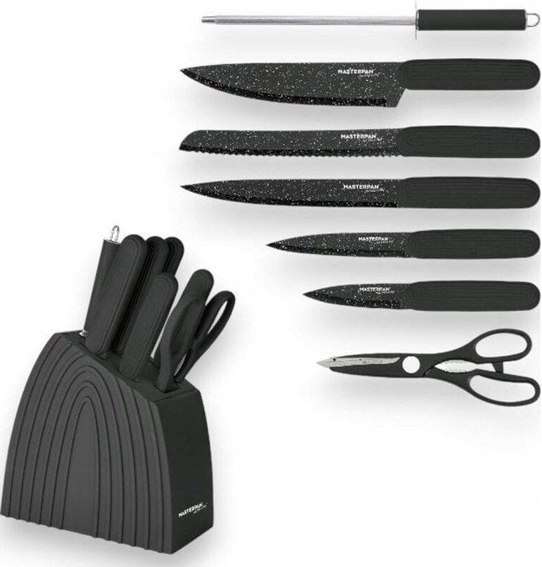 Küchenmesser-Set im schwarzen Block 8-teilig Schärfer Schere
