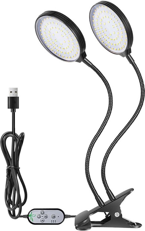 Einstellbares Wachstumslicht, Helligkeit kann geändert werden, von weißem Licht bis Tageslicht mit Timer, 5 dimmbare Stu...