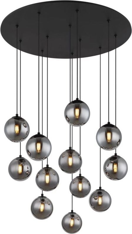 Hängelampe Esstischleuchte Pendelleuchte rauchfarben led 12 Flammig Glas h 120cm