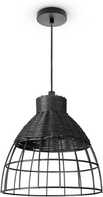Rattan Pendelleuchte Wohnzimmer Tischleuchte Boho Käfig Lampe Nachttisch Metall Schwarz (Ø24cm), Pendelleuchte - Typ 4 -...