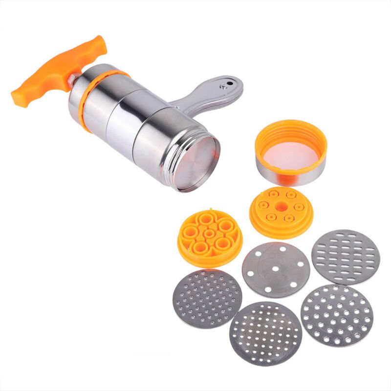 Nudelmaschine aus Edelstahl Nudelpresse für den Haushalt Manuelle Nudelpresse mit 7 Formen, Nudelschneider, Spaghettimas...