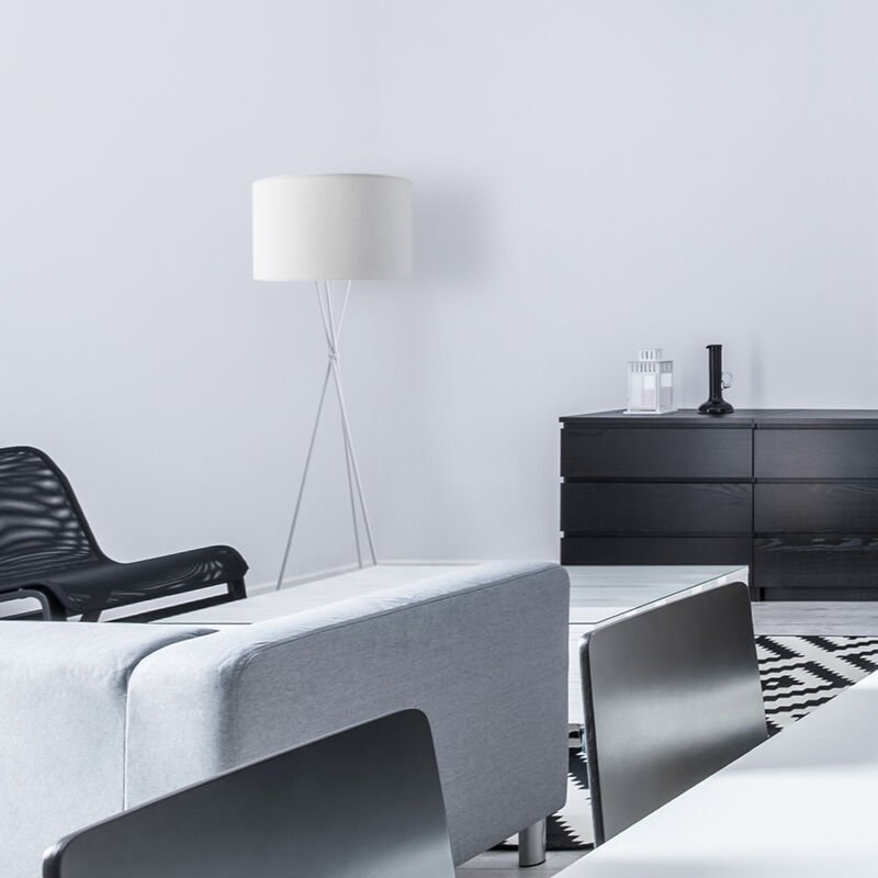 Paco Home Stehlampe Modern Wohnzimmer Dreibein Standleuchte 157cm Zugschalter Mit Schnur Grau (Ø45.5 cm), Dreibeinig Gra...