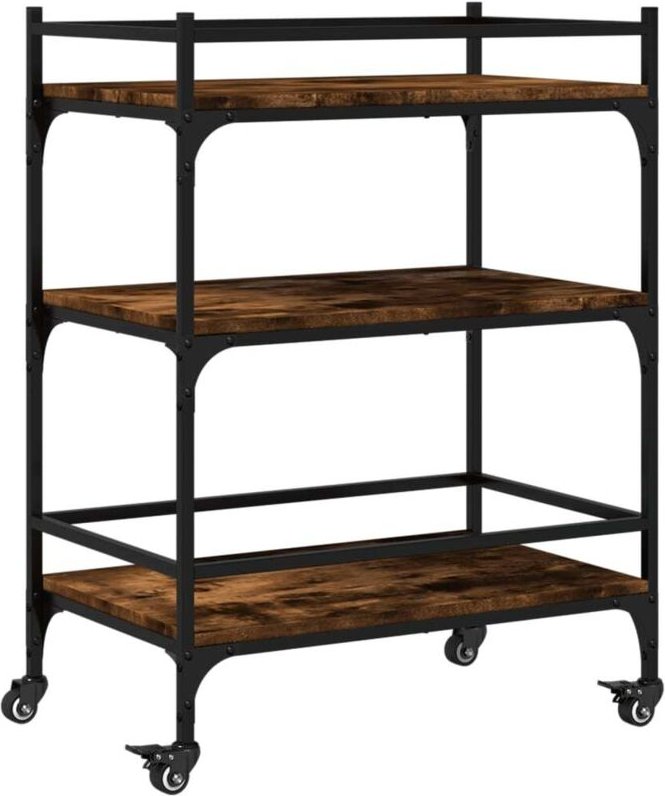 Küchenwagen Räuchereiche 65x40x86,5 cm Holzwerkstoff Vidaxl