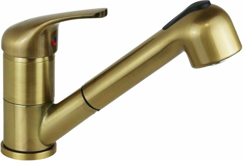 Traditioneller Spültischmischer mit ausziehbarer Dusche in Bronzefarbe ICROLLA TECNOMIX 7070VO Bronze