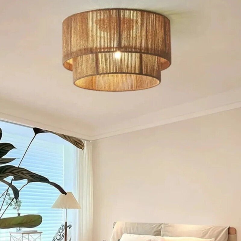 JOYINLED 45 cm handgefertigte Pendelleuchte aus Hanfseil, natürlicher, gewebter Kronleuchter mit E27-Fassung, nordisch-j...