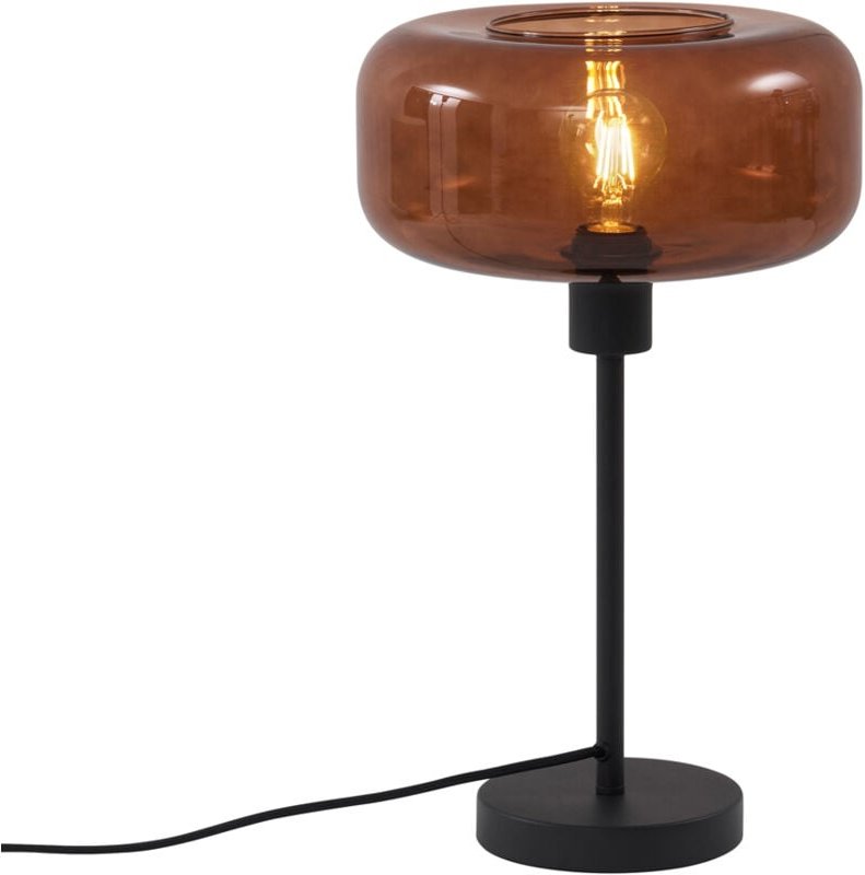 Retro Tischleuchte Schwarz mit Bronzeglas - Bizle