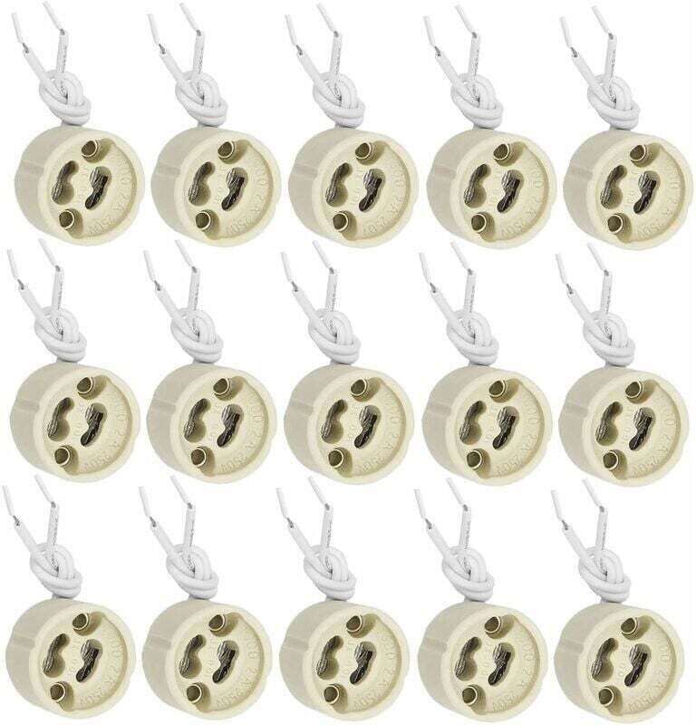 20 Stück GU10-Lampenfassungen mit Keramiksockel (2A, 250V) und 9 cm Silikonkabel, passend für LED- und Halogenlampen.