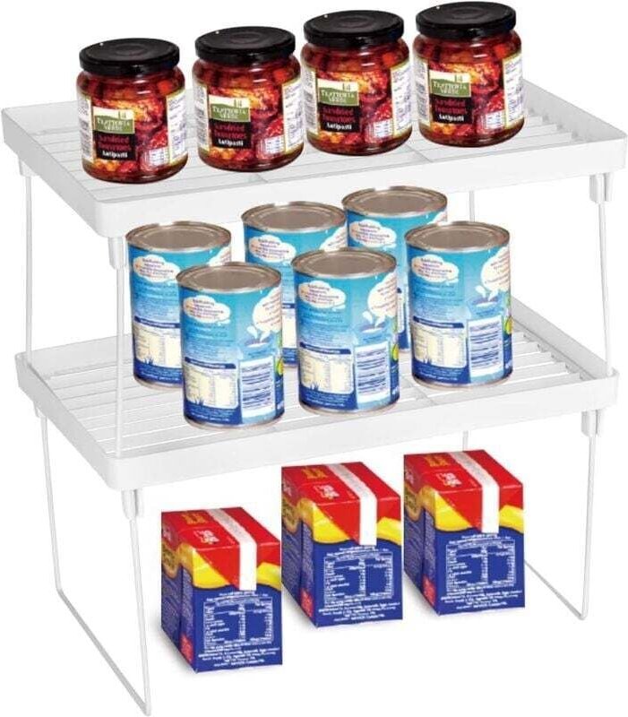 Lot de 2 Étagères Amovibles pour Placard Cuisine Réfrigérateur et Garde-Manger Organisation Aliments Ustensiles