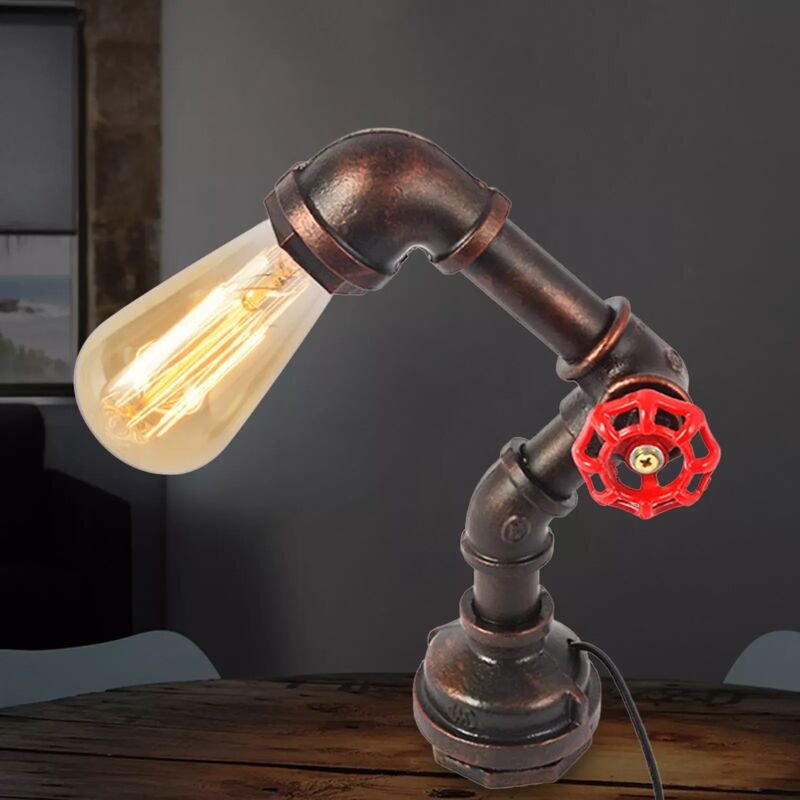 Tischlampe-Retro-Industrie-Steampunk-Nachtlicht E27 220 v / 50 Hz Holztischlampe
