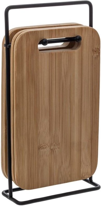 5five Simply Smart - Bambus-Schneidebretter mit Metall-Ständer, 4 Stück