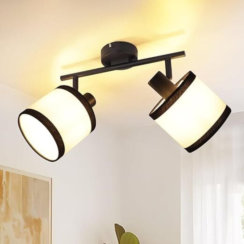 Deckenstrahler Schwarz Flurlampe 2-flammig led Deckenspots E14 Deckenleuchte Stoff schwenkbar Deckenlampe Vintage für Kü...