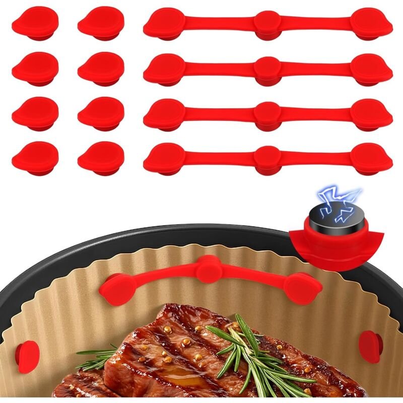 Airfryer Magnete für Backpapier: 12 Stück Silikon Magnete für Airfryer Backpapier Magnet für Heißluftfritteuse Festhalte...