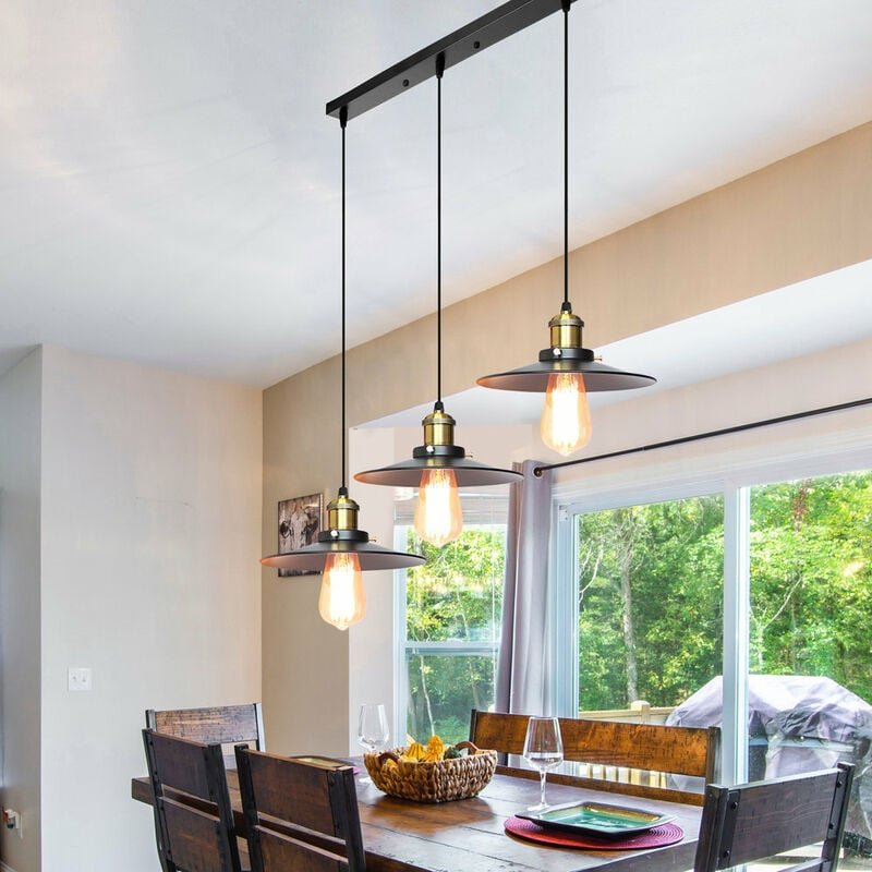 3-flammige Pendelleuchte Metall 22CM Kronleuchter Vintage E27 Deckenlampe Innenbeleuchtung für Küche Esszimmer Restauran...