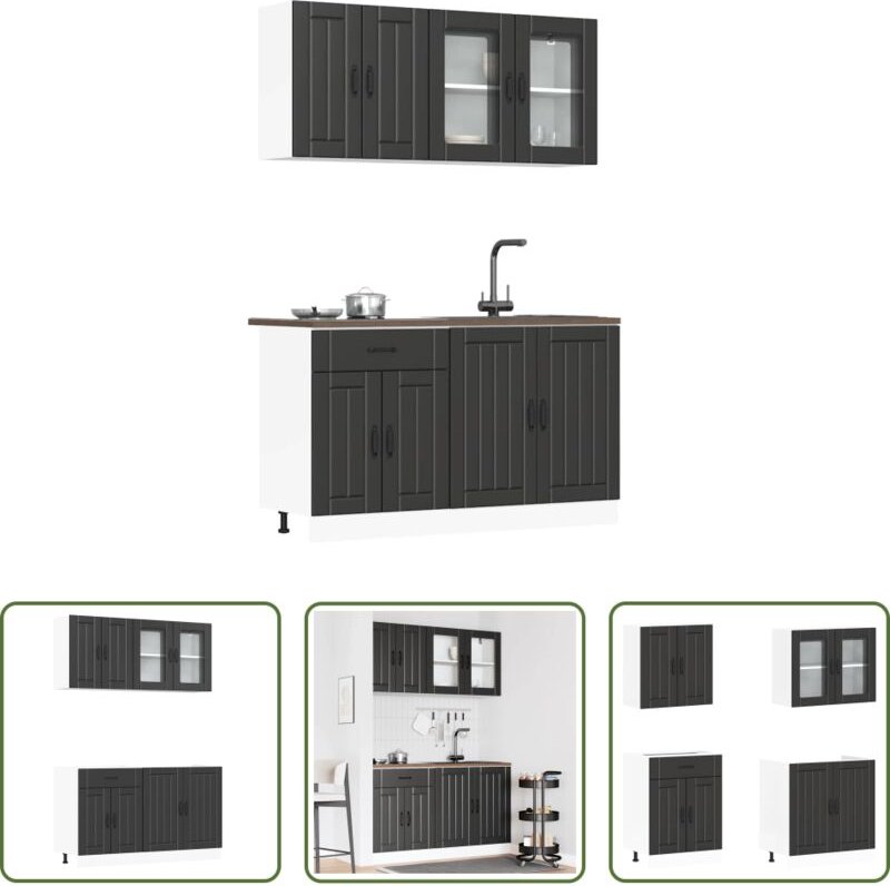 Küchenschränke - 4-tlg. Küchenschrank-Set Lucca Schwarz Holzwerkstoff