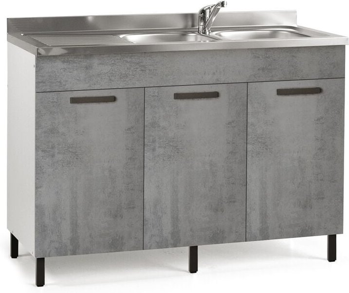 Webmarketpoint - Beton graue Küchenspüle mit 3 Wendetüren Cm 120x50xH 85